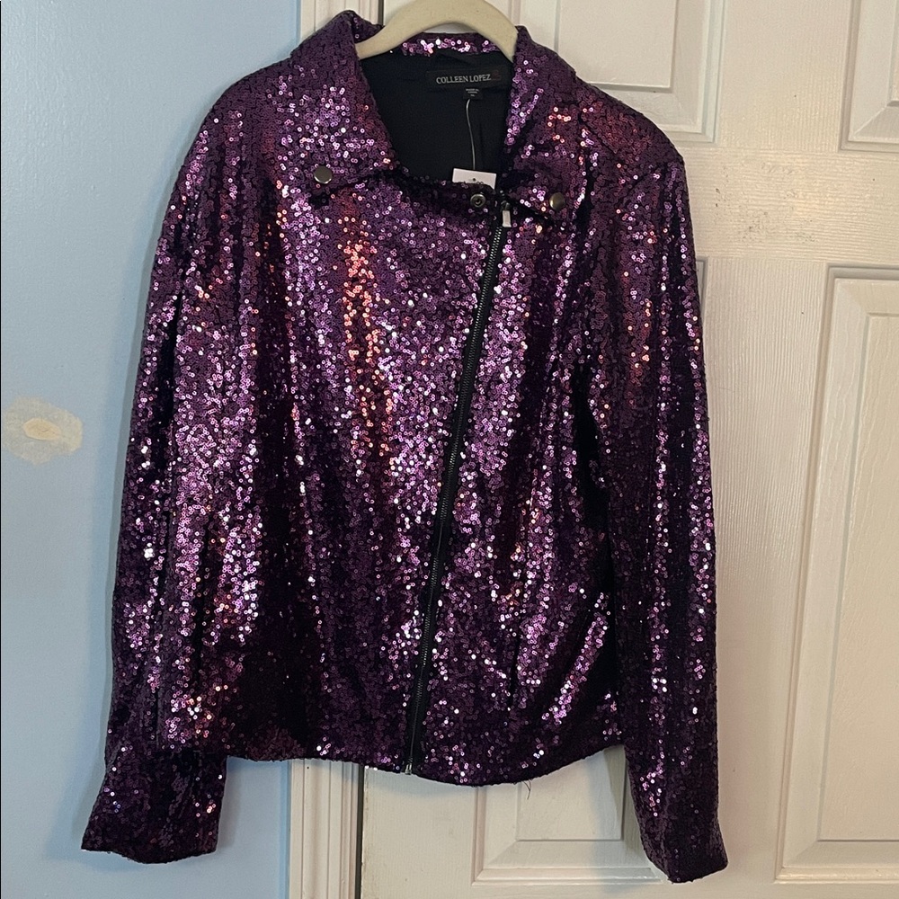 Colleen Lopez Sparkling Purple Sequin Blazer
